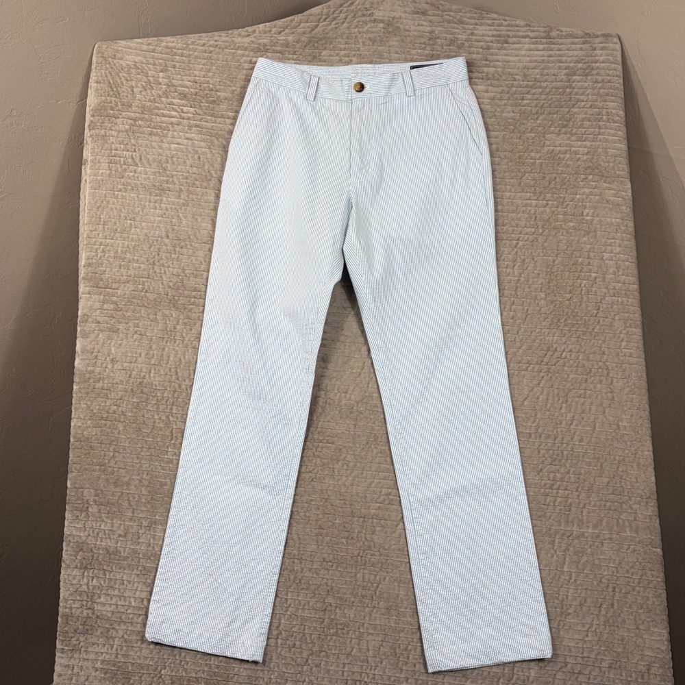 Vineyard Vines Breaker Pant Mens 30x32 Blue White Seersucker Stripe 1P129